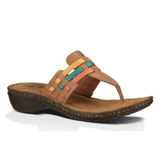 UGG Shoes - UGG Jenaya Leather Woven Strap Thong Sandals 7